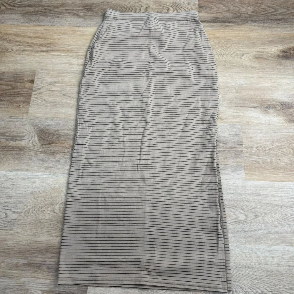 Life is Good Striped Maxi Skirt Women XS Tan Boho Travel Vacation Casual